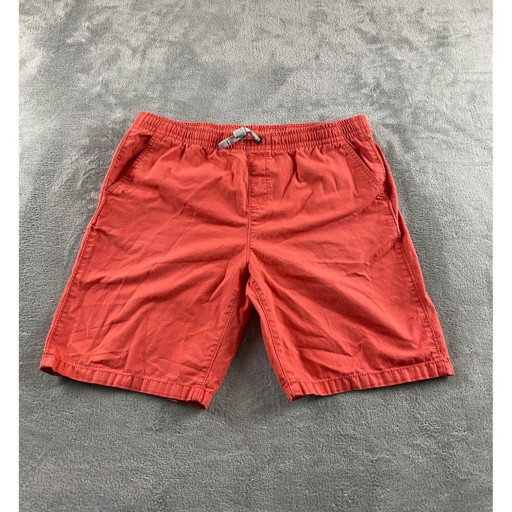 Lands End Boys XL 18H-20H Coral Orange Elastic Waist Chino Shorts Drawstring